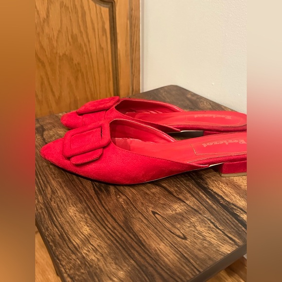 Fericzot Slingback Buckle Flat Pointed Toe Backless Mule Slides Loafers Suede 11 - Picture 3 of 7